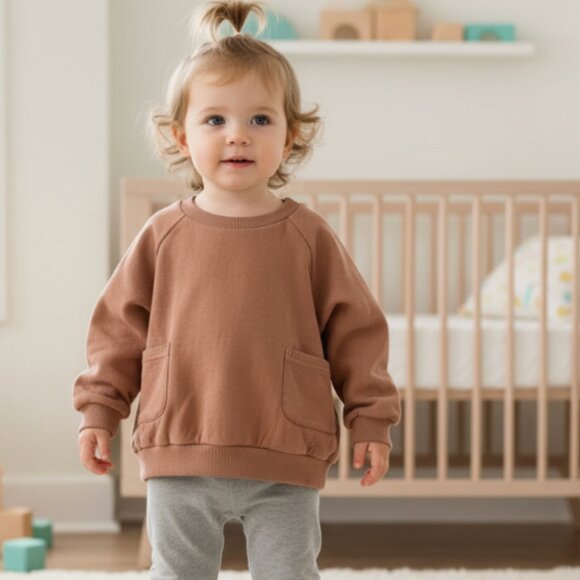 Quincy Mae Pocket Sweatshirt 18-24 Months Organic Cotton Pointelle - Picture 1 of 6